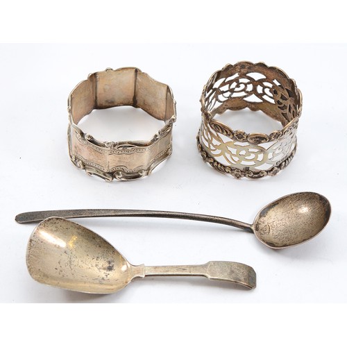214 - A silver pierced napkin ring, Chester 1904, together with another silver napkin ring, Sheffield 1897... 