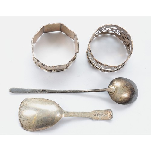 214 - A silver pierced napkin ring, Chester 1904, together with another silver napkin ring, Sheffield 1897... 