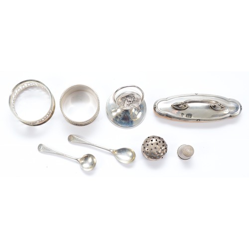 238 - A silver place name holder, Birmingham 1904, with an embossed classical maiden to the front, loaded,... 