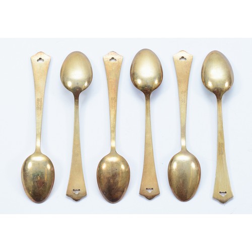 239 - A set of six Norwegian silver gilt and enamel coffee spoons, by David Anderson, 67gm.

condition - h... 