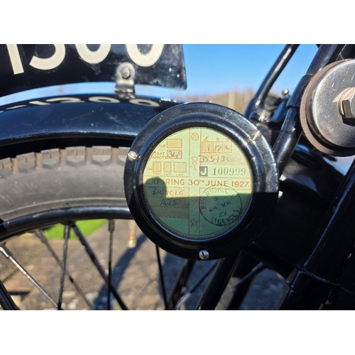 321 - 1927 AJS H7 Big Port 350cc. Registration number DS 1300 (Transferrable). Frame number H7 5159. Engin... 