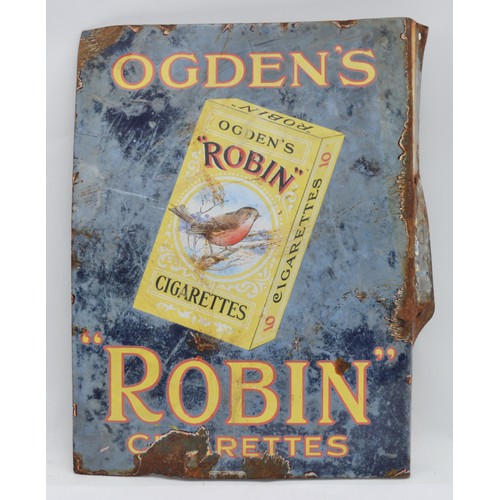 ogdens robin cigarettes An early 20th century pictorial advertising enamel wall mounted sign,  Ogden's 'Robin' Cigarettes, do