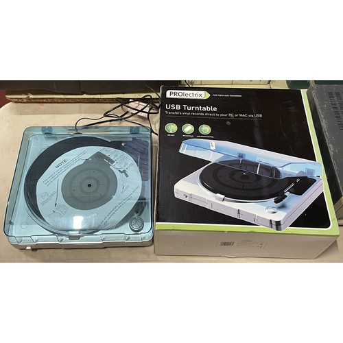 A PROlectrix USB turntable LET941430NTFOB, a Farnell 20 MHz ...