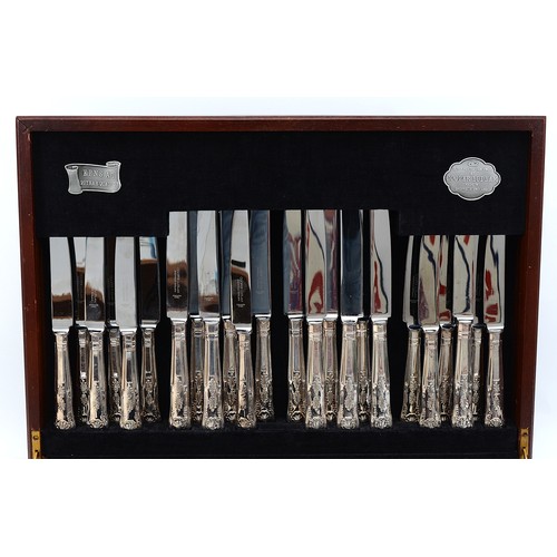 74 - A canteen of Cooper Ludlam silver plated cutlery, for twelve place settings, Kings pattern with diam... 