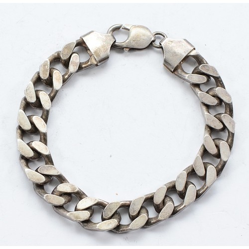 85 - A 925 silver flat curb link bracelet, 21cm, 59g