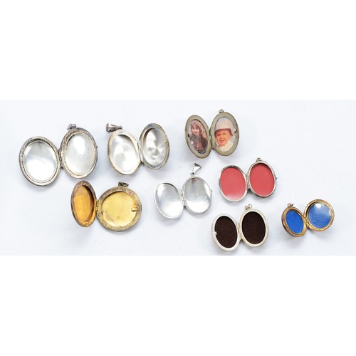 89 - A 22ct gold plated locket pendant, Birmingham 1970, two silver locket pendants, Birmingham 1977 and ... 