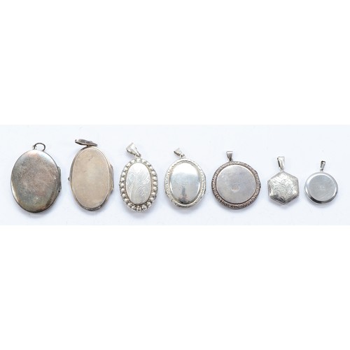 91 - Three silver locket pendants, Birmingham 1970-1975, a 925 silver locket pendant and three sterling s... 