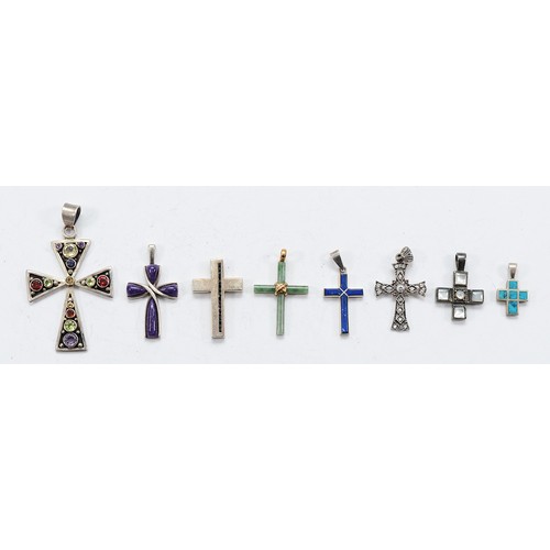 92 - Eight 925 silver cross pendants, 31g