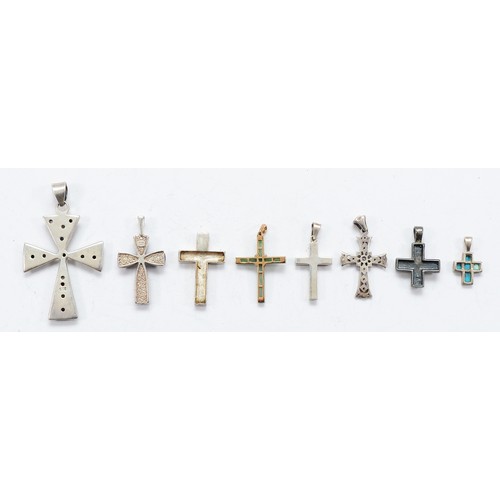 92 - Eight 925 silver cross pendants, 31g
