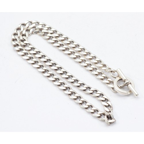 97 - A 925 silver curb link necklace with T bar closure, 49cm, 50g