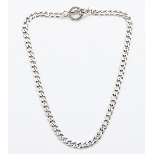 97 - A 925 silver curb link necklace with T bar closure, 49cm, 50g