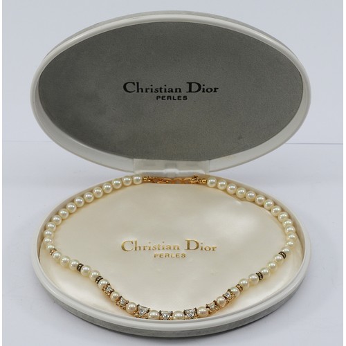 101 - Christian Dior, an imitation pearl and gemset necklace, with box, 36g