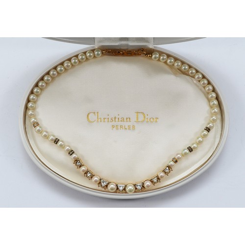 101 - Christian Dior, an imitation pearl and gemset necklace, with box, 36g