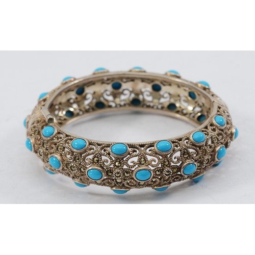 104 - A 925 silver hinged bangle, 60g