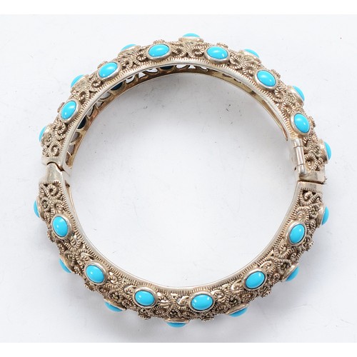 104 - A 925 silver hinged bangle, 60g