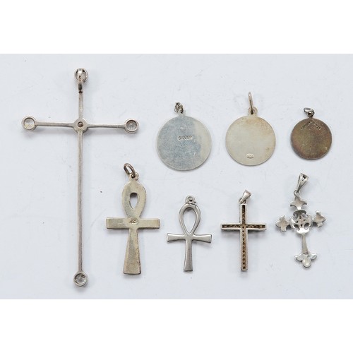 108 - Five 925 silver pendants, two sterling silver pendants, and an unmarked silver pendant, 29g