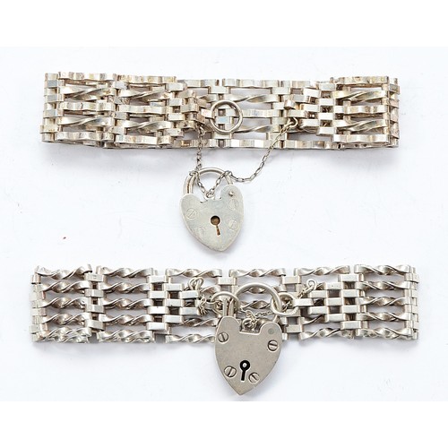 109 - A silver gate link bracelet with heart padlock clasp, London 1976, with a silver gate link bracelet ... 