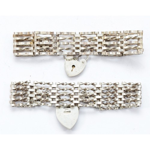 109 - A silver gate link bracelet with heart padlock clasp, London 1976, with a silver gate link bracelet ... 