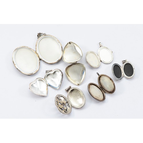 113 - A silver locket pendant, London 1975, a silver locket pendant, Birmingham 1980, with five 925 silver... 