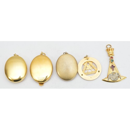 335 - A collection five Masonic collar jewels to include Hampshire & Isle Of Wight by Toye Kenning, Monmou... 