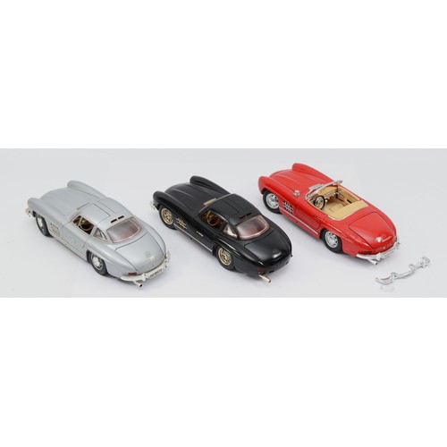 19 - Bburago, Mercedes Benz SL300, convertible, scale 1:8, in red, front bumper and off side head lamp gl... 