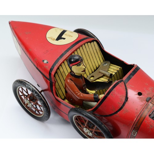 20 - Paya S.C.V.L. (Spanish), lithograph tinplate model of a Grand Prix Bugatti, 47cm