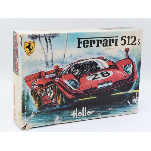 26 - Heller, Ferrari 512s, ref 734, scale 1:24, appears complete although the tub and engine cover, winds... 