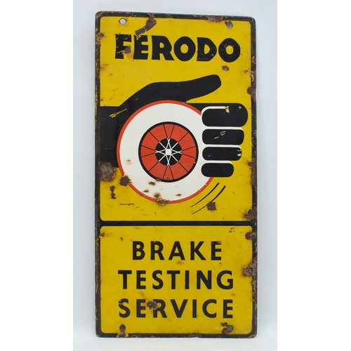 53 - Ferodo Brake Testing Service, a double sided vitreous enamel advertising sign, 61 x 30cm.