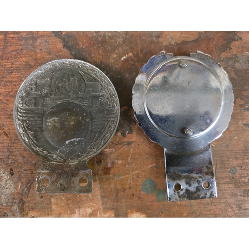 56 - A Chrome and enamel St. Christopher car badge, by J.R. Gaunt, London and a Royal Army Service Corps ... 