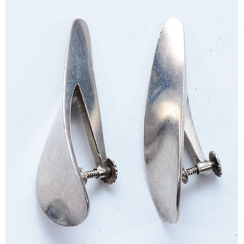 Georg Jensen, a pair of Danish silver screwback earrings designed by Nanna Ditzel, design number 130, 15g