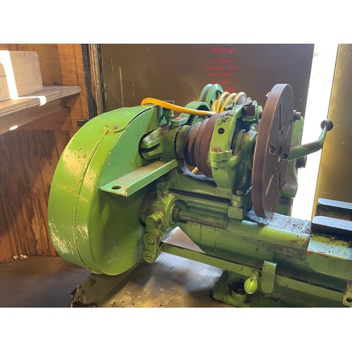 7 - A vintage Myford engineers lathe, manufactured in 1948, mounted on a fabricated steel bench, single ... 