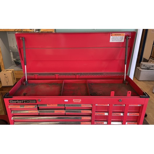 9 - A large Clarke rolling tool box, 21 drawers over 16 and a lift up top. 150.5 x 46.5 x 105.5cm (not i... 