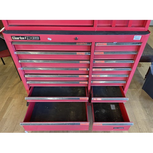 9 - A large Clarke rolling tool box, 21 drawers over 16 and a lift up top. 150.5 x 46.5 x 105.5cm (not i... 