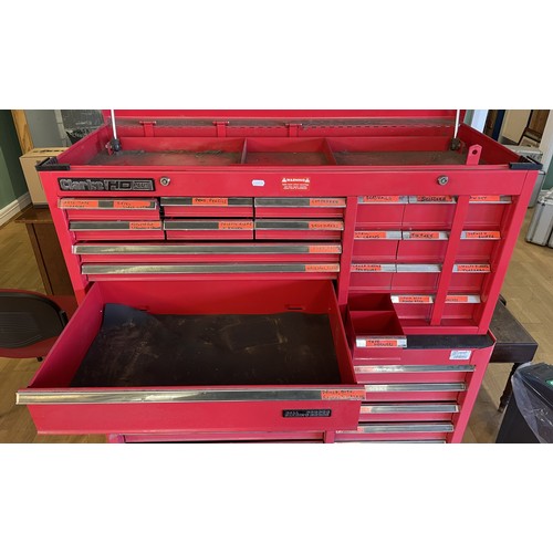 9 - A large Clarke rolling tool box, 21 drawers over 16 and a lift up top. 150.5 x 46.5 x 105.5cm (not i... 