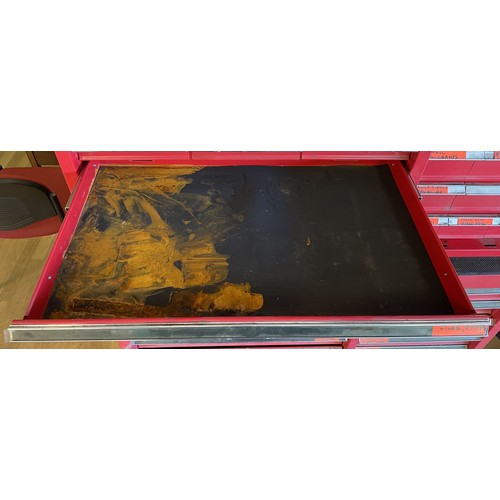 9 - A large Clarke rolling tool box, 21 drawers over 16 and a lift up top. 150.5 x 46.5 x 105.5cm (not i... 