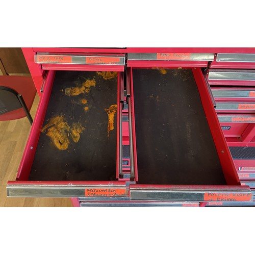 9 - A large Clarke rolling tool box, 21 drawers over 16 and a lift up top. 150.5 x 46.5 x 105.5cm (not i... 