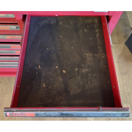 9 - A large Clarke rolling tool box, 21 drawers over 16 and a lift up top. 150.5 x 46.5 x 105.5cm (not i... 