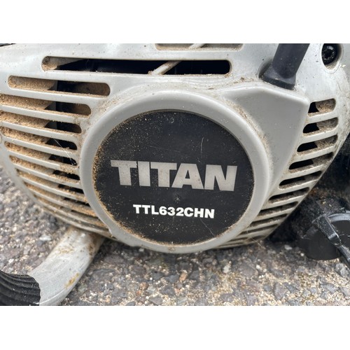 14 - A Titan chainsaw TTL632CHN, a Stihl MS250C chainsaw (with snapped pull cord) and Stihl face guard. (... 