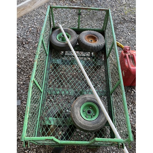 18 - A garden trolley (approx 102x52cm), a sack barrow, a Stanley FatMax crowbar and a jerry can. (4)