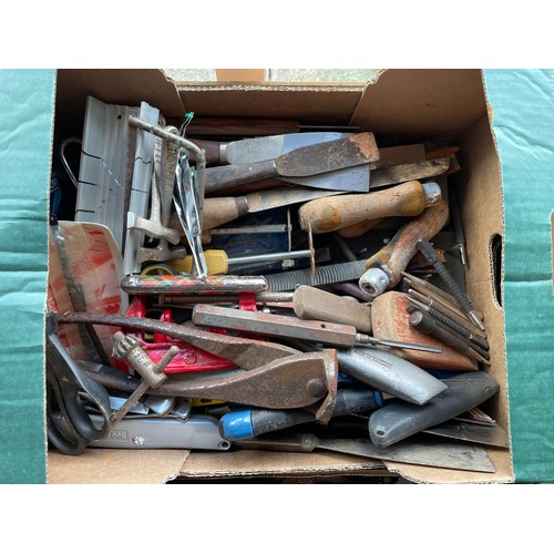 21 - Four boxes of mixed tools, to include, pliers, pincers, tape measures and other items. (4)