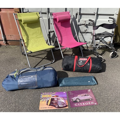 37 - Various outdoor items to include, a Coleman waterfall five man tent, an outwell family dome plus ten... 