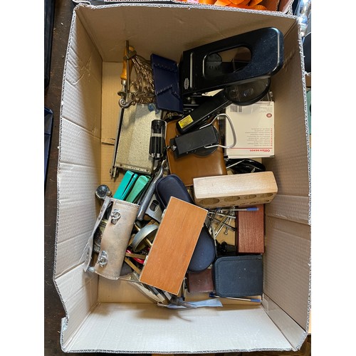 44 - Four boxes of mixed tools, to include, branch lopper, foot pump, and wooden planes amongst other ite... 