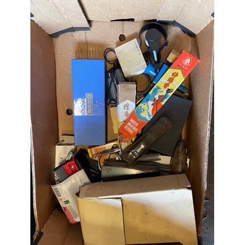 45 - Four boxes of mixed tools and hardware to include small power tools, carpenters chisels, and stapler... 