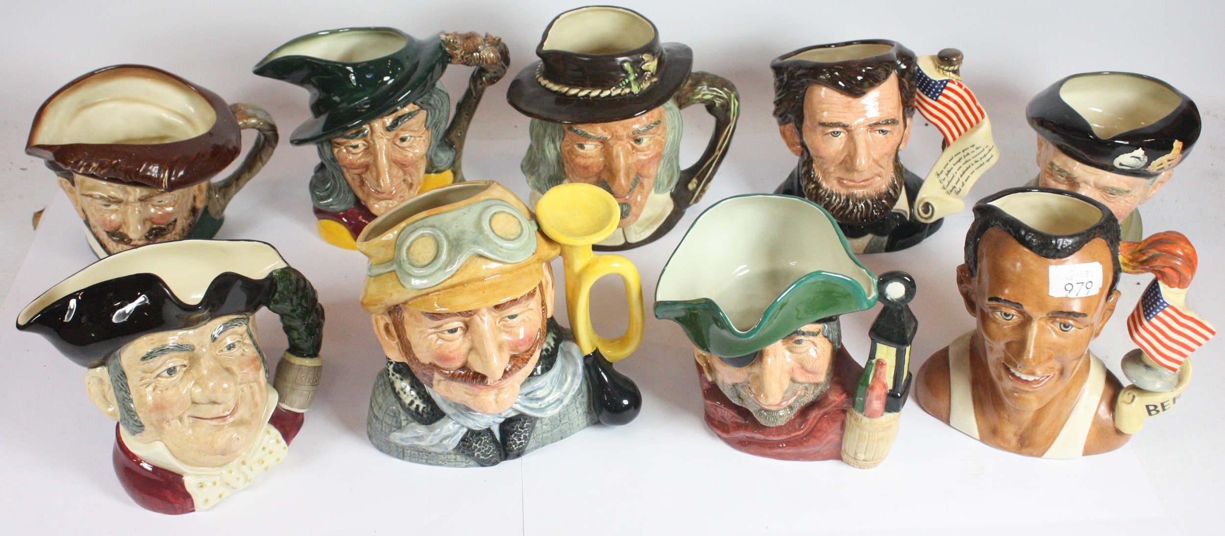 A collection of nine large Royal Doulton character jugs, circa 1970s ...