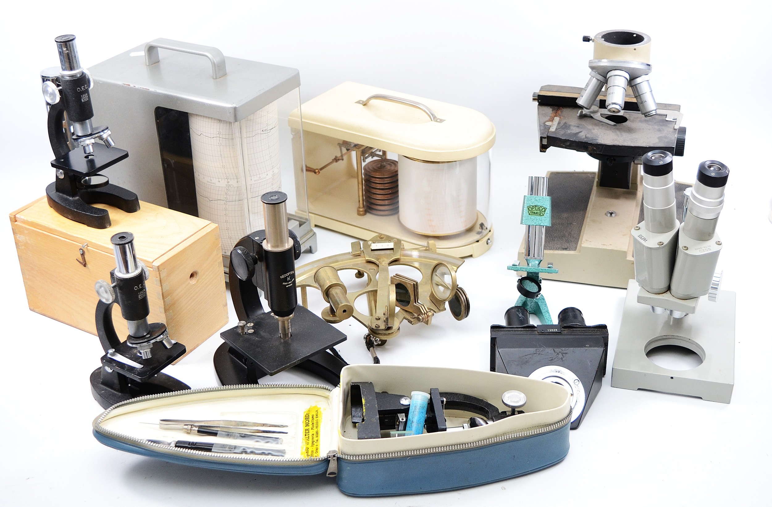 A group of scientific instruments, to include two thermo-hydrographs, a ...