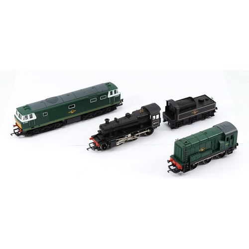 28 - Hornby, a 00 gauge class 08 diesel shunter, a Hornby B.R loco Ivatt class 2, and a Hornby B.R class ... 