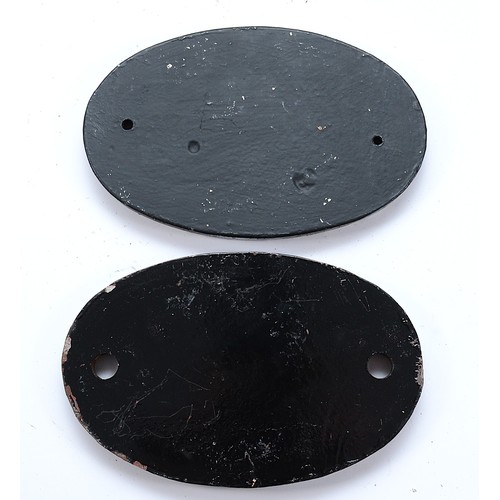 51 - Two replica cast iron oval shed plates- 1A Willesden (London) and 17D Rowsley