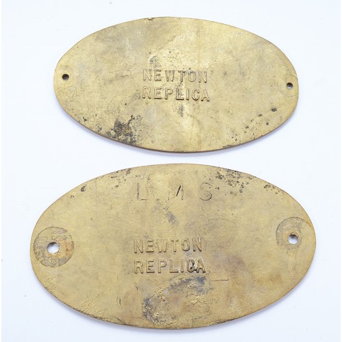 59 - Two brass replica oval locomotive builders plates- L.M.S built 1944 G.W.R and Vulcan Foundry Ltd, Ne... 