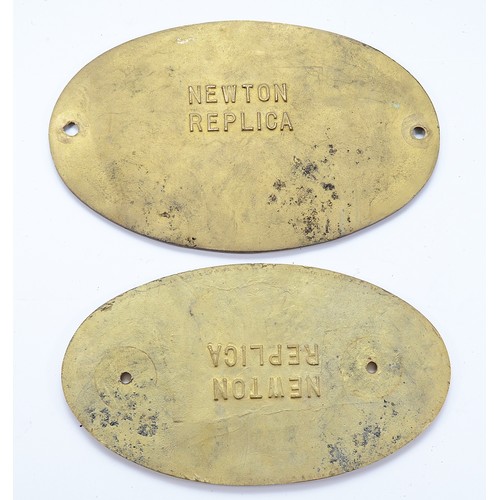 60 - Two brass replica oval locomotive builders plates- L.N.E.R Gateshead Works 1900 No 62359 (original c... 