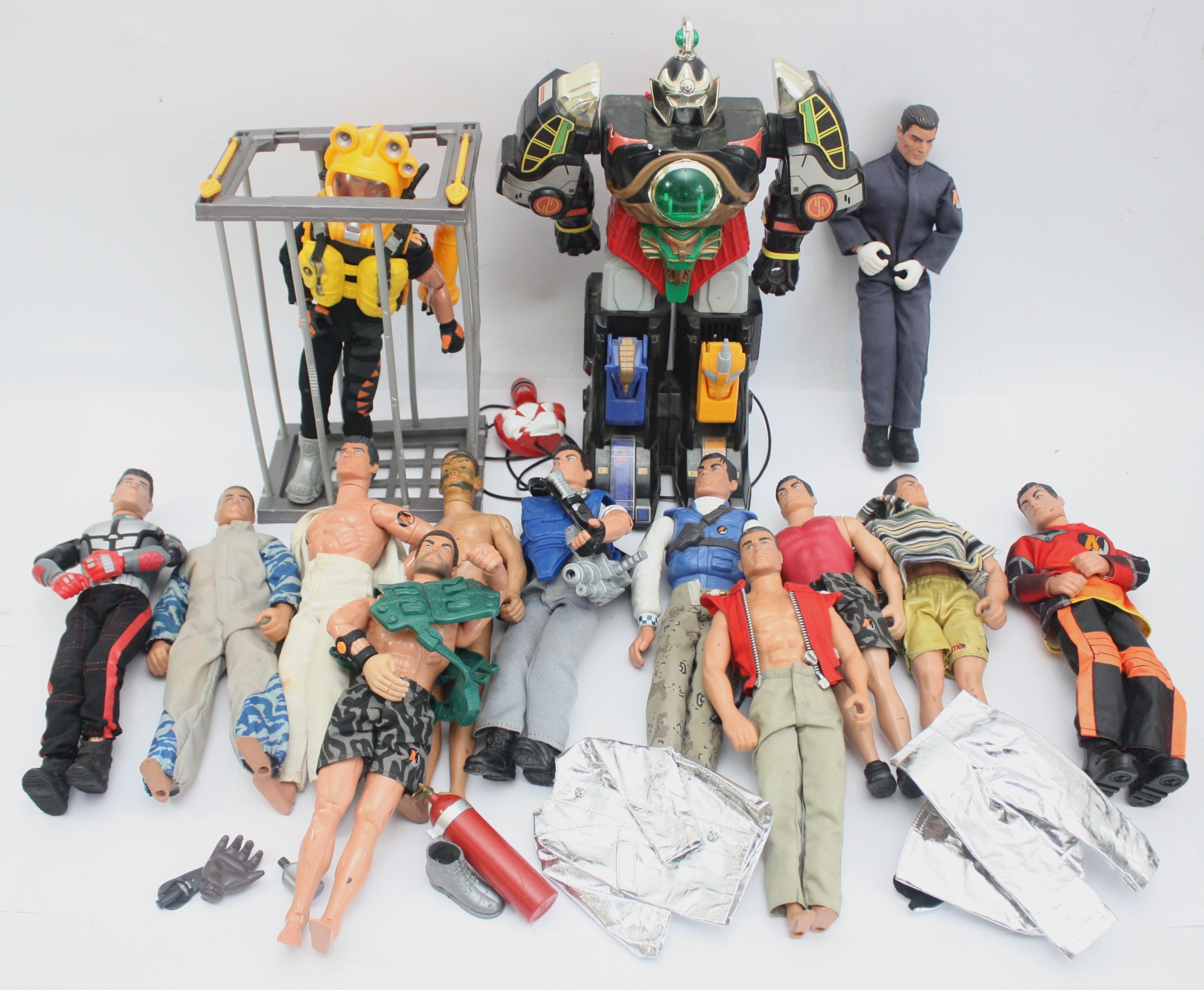 A collection of Action Man figures together with a Mighty Morphin ...